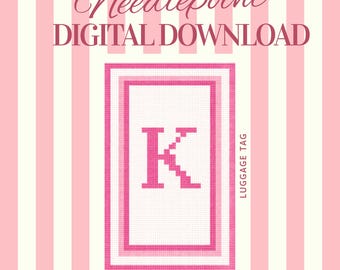 Aangepaste borduurkaart voor bagagelabels | Borduurpatroon monogram | Gepersonaliseerde reistag pdf | Digitale download met 13 mesh