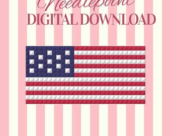 Mini American Flag Needlepoint Pattern | Patriotic Ornament, Magnet Design (Digital Download)