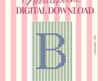 Monogram Needlepoint Luggage Tag Pattern | Striped Initial Travel Chart (Digital Download)