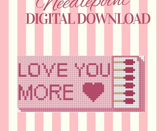 Digital Download Needlepoint Pattern | Love You More Matchbook | Preppy Needlepoint PDF | Gift Idea