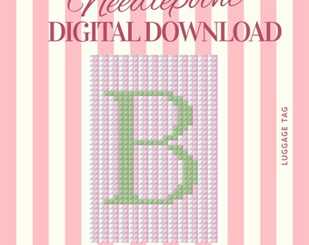 Monogram Needlepoint Luggage Tag Pattern | Striped Initial Travel Chart (PDF Download)