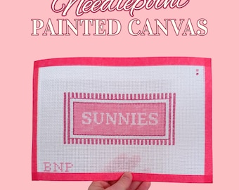 Sunglasses Case Needlepoint Canvas | Hand Painted Sunnies Design | Preppy Glasses Holder DIY | Stitchable Canvas