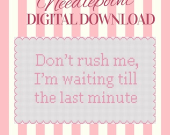 Funny Needlepoint Pattern PDF | Preppy Pink Pillow Design | Instant Download