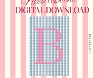 Monogram Needlepoint Luggage Tag Pattern | Striped Initial Travel Chart (PDF Download)