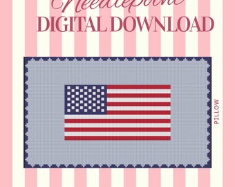 American Flag Needlepoint Pillow Pattern | Preppy USA Home Decor (Digital Download)