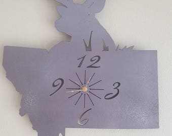Montana Deer Clock. Montana Decor. Wildlife Clock. Montana Wildlife Clock. Wildlife Decor.  Deer Clock. Wall Clock. Birthday/Christmas Gift