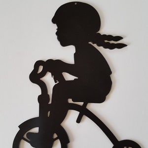 Metal Trike. Metal Wall Art. Metal Girl on Trike. Black Metal Art. Metal Decor. Girl metal Decor. Rustic Decor. Vintage. Birthday Gift.