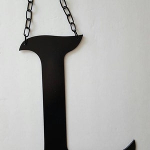 Letter L Metal Home Decor with Chain. Painted Black. Home, Office Decor.  Wedding Decor. Housewarming or Birthday Gift!