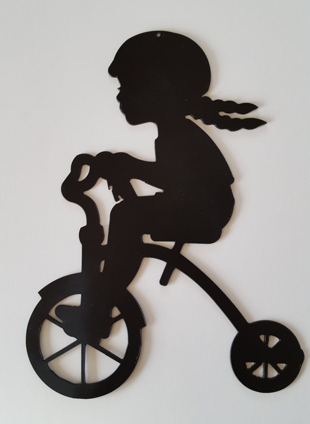 Metal Trike. Metal Wall Art. Metal Girl on Trike. Black Metal Etsy