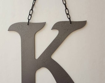 Letter K Metal Home Decor. Painted Hammer Gray. Home or  Office Decor. Wedding Decor.  Housewarming, Birthday Gift!