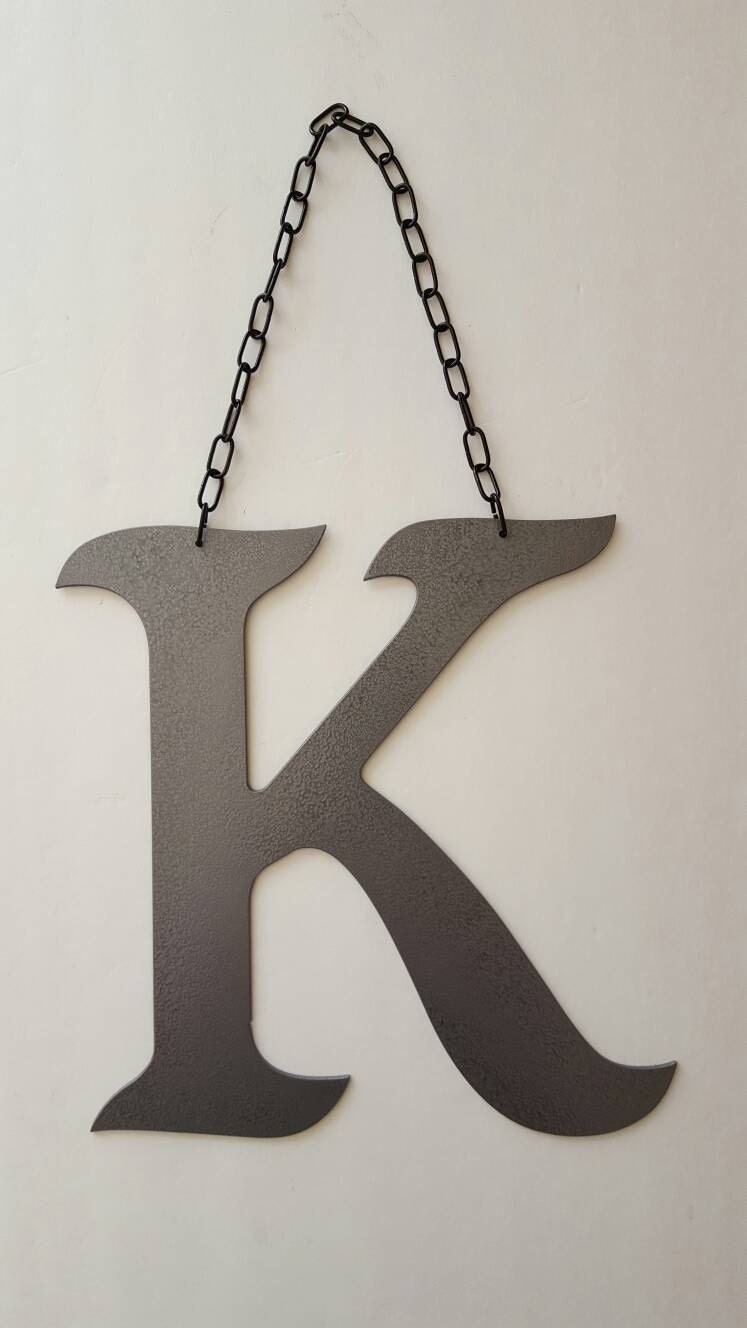 Letter K Metal Home Decor. Painted Hammer Gray. Home or Etsy