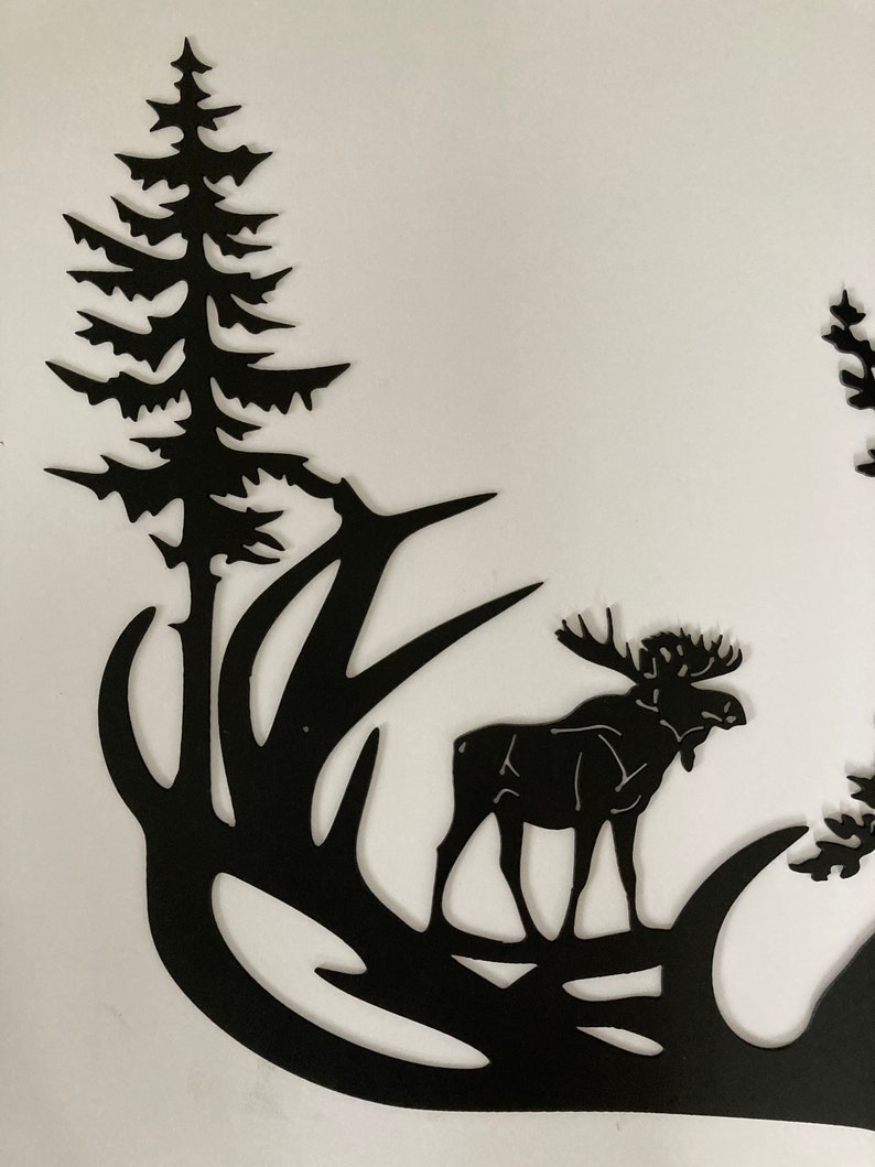 Moose Wall Art. Metal Moose Scene. Moose Horns. Wildlife Wall Etsy