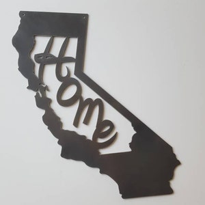 Art mural en métal de Californie. Décoration d’intérieur californienne. État de Californie. Maison californienne. Décor californien. Silhouette de l&#39;État de Californie. Maison