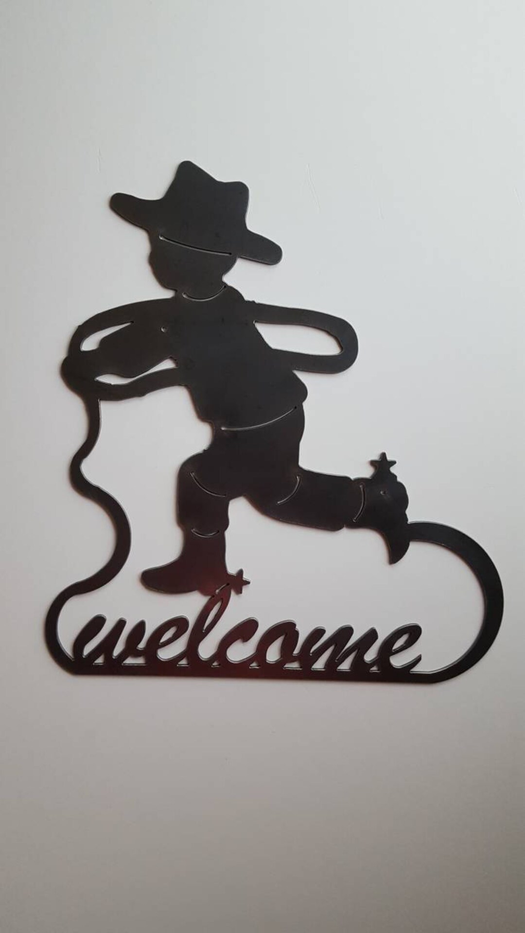 Cowboy Welcome Sign. Metal Wall Art. Cowboy Roping. Cowboy Metal