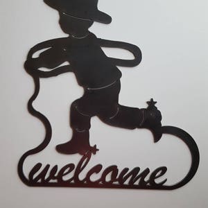 Cowboy Welcome Sign. Metal Wall Art. Cowboy Roping. Cowboy Metal Welcome Sign. Ranch Welcome Sign.  Metal Decor. Home Decor.