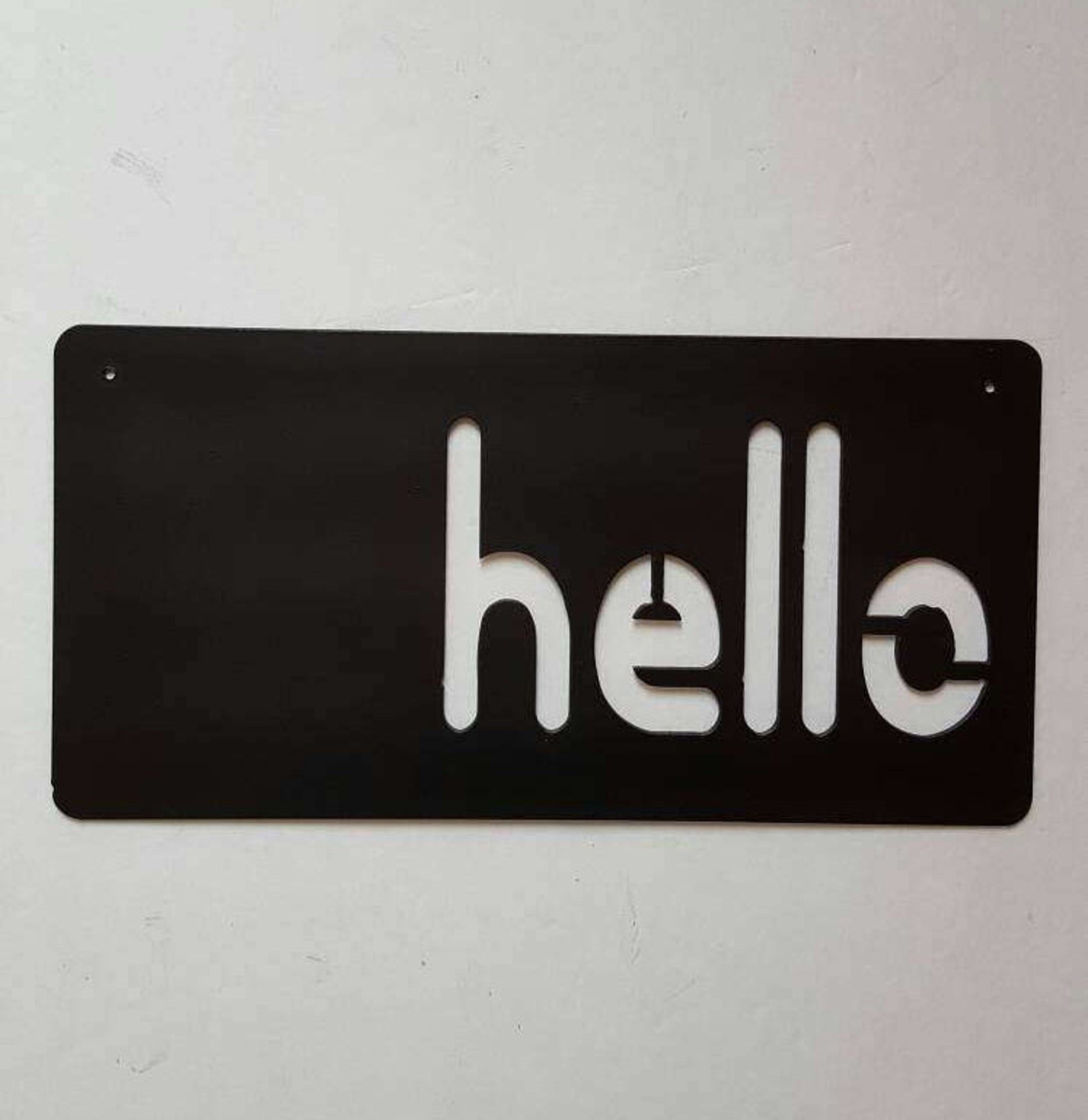Metal Wall Art. Metal Sign. Hello Sign. Metal Hello. Black Etsy