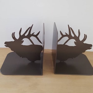 Elk Metal Bookends.  Elk Bookends. Elk Decor. Metal Art. Metal Bookends. Wildlife Bookends.  Hunting Decor. Hunting Bookends. Home Decor.