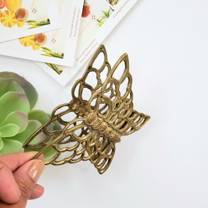 Vintage Brass Butterfly Napkin Holder Letter Holder