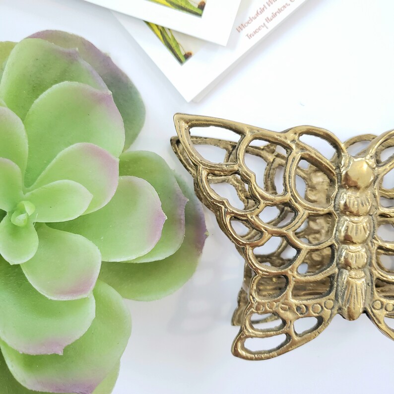 Vintage Brass Butterfly Napkin Holder Letter Holder
