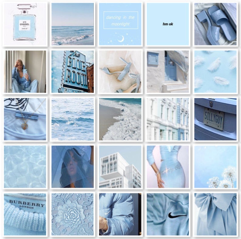 Light blue photo collage kit pastel blue aesthetic | Etsy