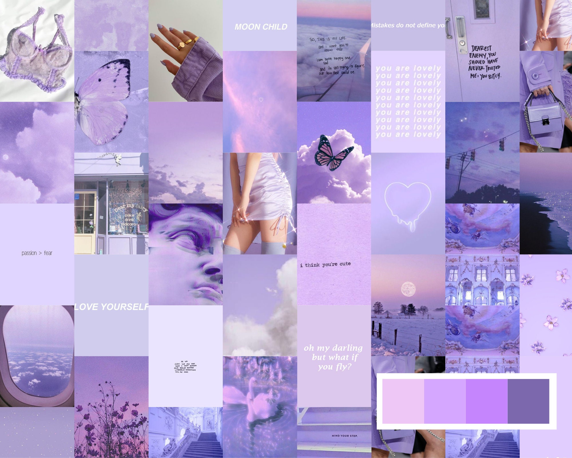 Light Purple Photo Collage Kit Purple Aesthetic Vintage Etsy