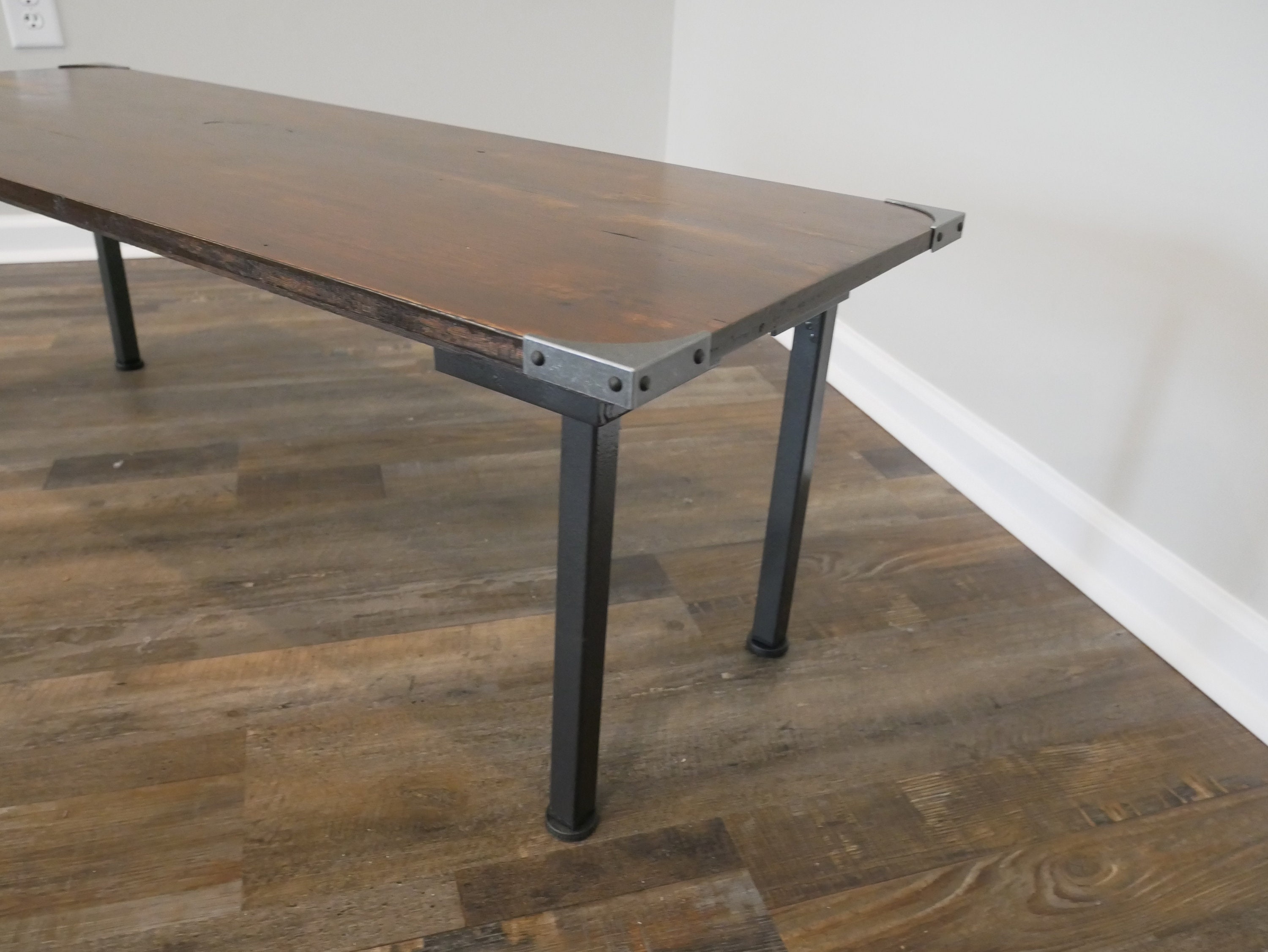 Oak Coffee Table w/Custom Steel Legs Stained in Dark Oak Etsy