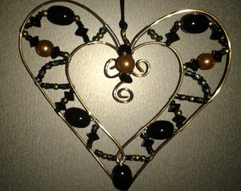 Black Beaded Heart