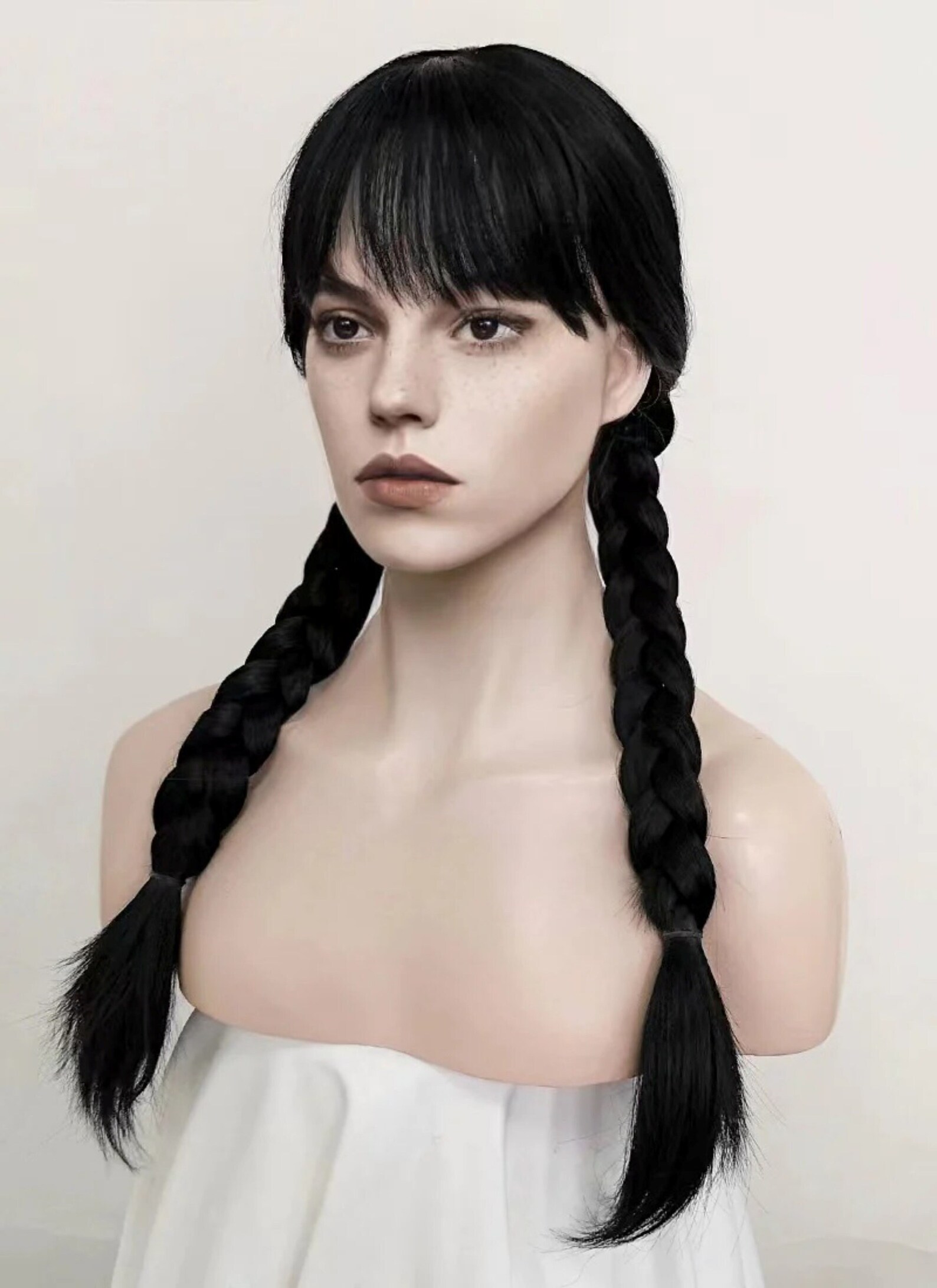 26 Inch WIG 150 Density For Wednesday SYNTHETIC Black Wig Braided