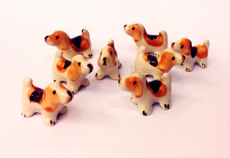 Miniature Ceramic Dogs Figurine Statue Decorative Collectibles Small Pet Best friend Little Dog Yellow Brown