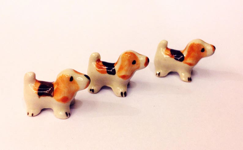 Miniature Ceramic Dogs Figurine Statue Decorative Collectibles Small Pet Best friend Little Dog Yellow Brown