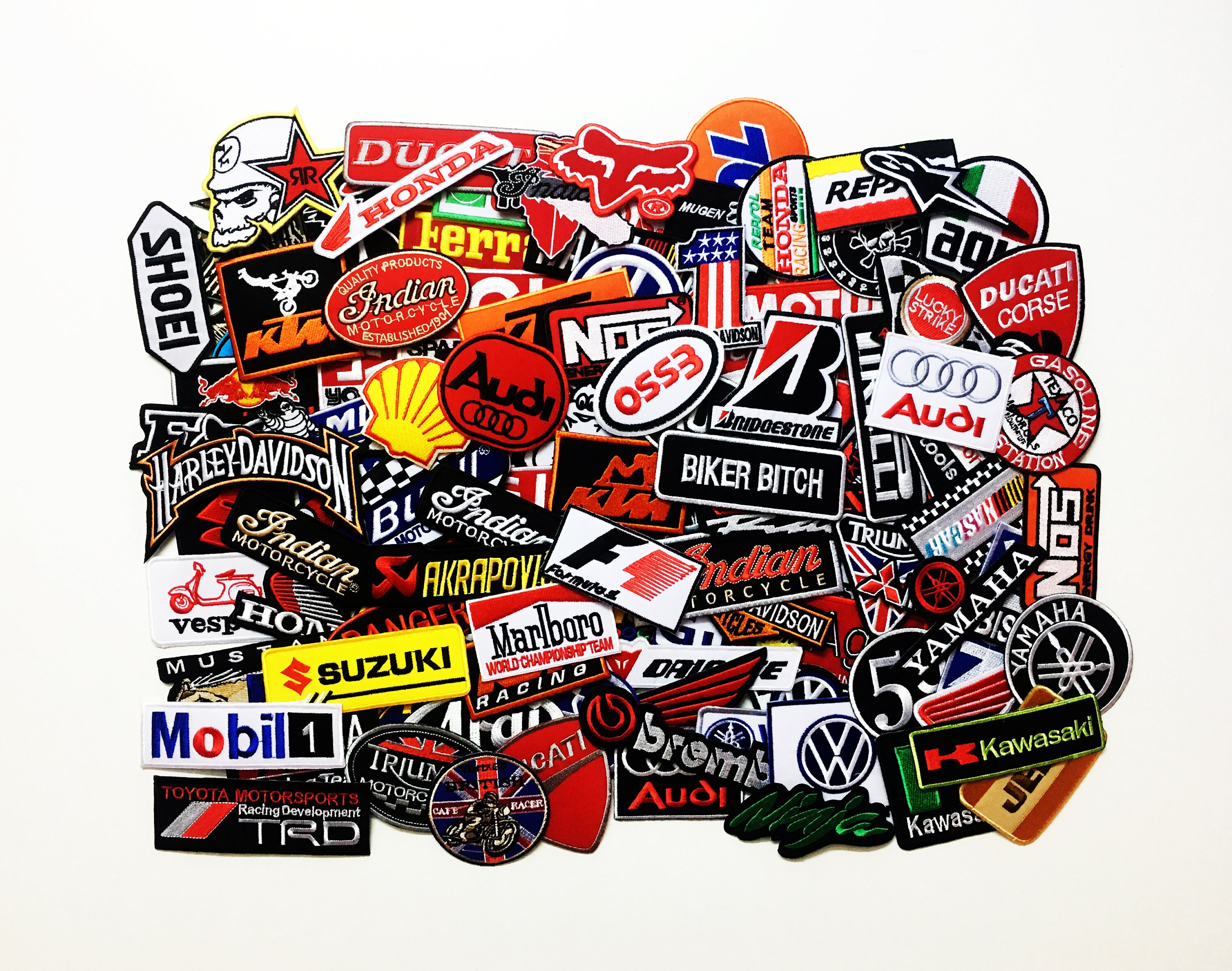 Wholesale Lot Patch Iron Sew Embroidered Mix Brand Motor Racing Car Motorcycle
