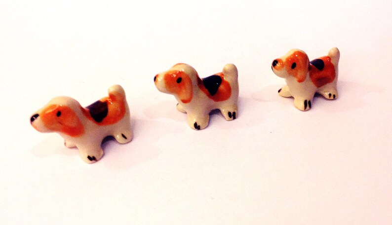 Miniature Ceramic Dogs Figurine Statue Decorative Collectibles Small Pet Best friend Little Dog Yellow Brown