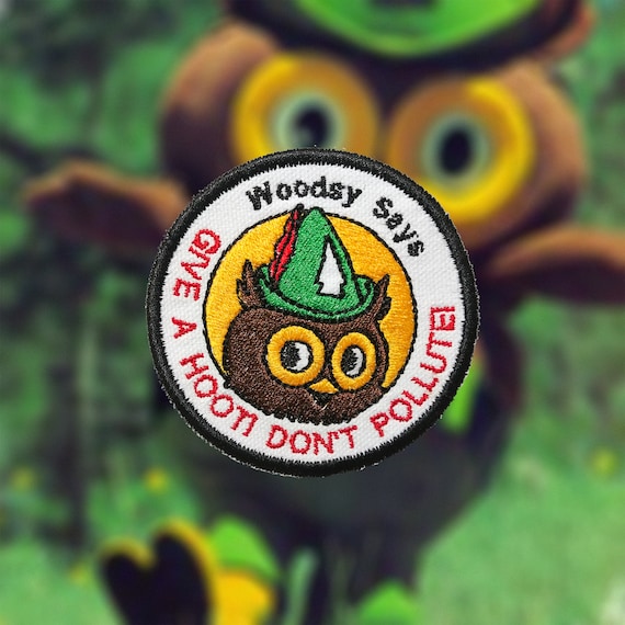 Don't Pollute nature patch New Woodsy Owl patch vintage design Give a Hoot 