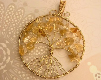 Citrine Tree of Life wire wrapped with 14K Gold-Filled Wire.