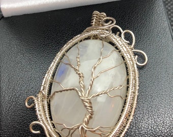 Moonstone Tree of Life Pendant Necklace.