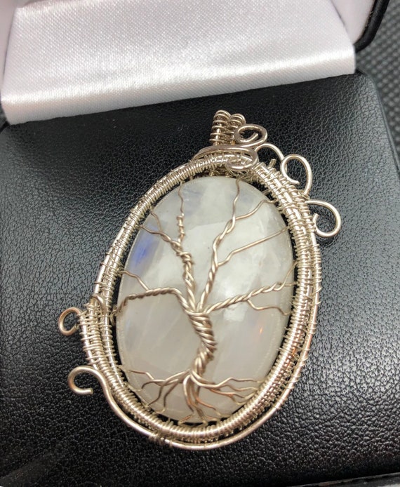 Moonstone Tree of Life Pendant Necklace.