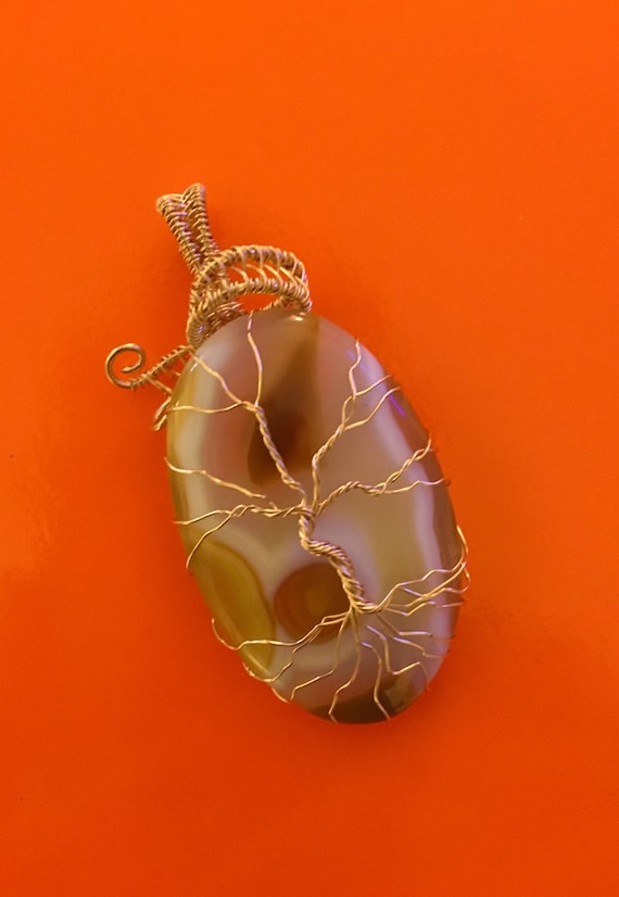 Coconut Jasper Tree of Life w/ 14K Gold Filled Wire.   Coconut Jasper properties are Support, Protection, Determination