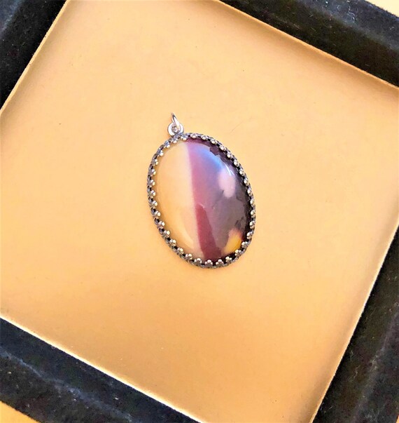 Mookaite Cabochon encased in a Silver Plated Setting