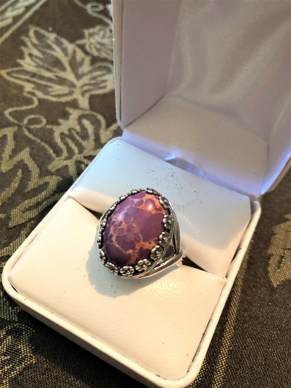 Purple Sea Sediment Ring in a Silver Plated Setting