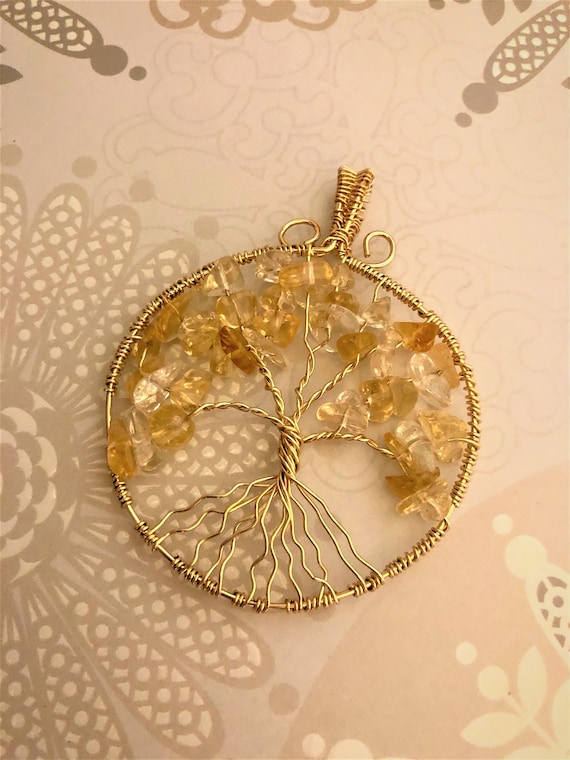 Citrine Tree of Life wire wrapped with 14K Gold-Filled Wire.