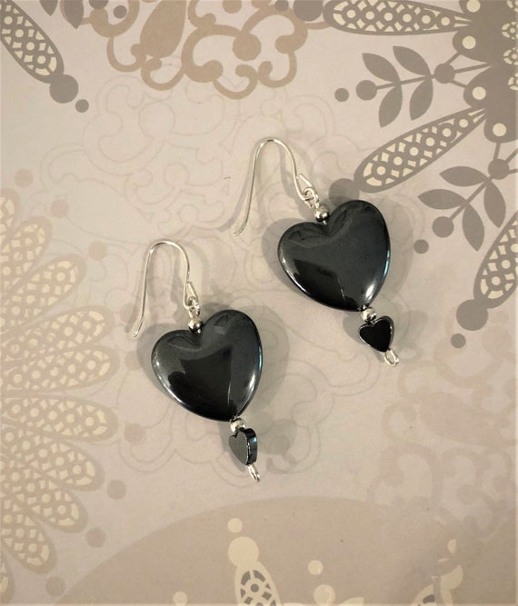 Hematite Earrings with Sterling Silver Spacer Beads and on Sterling Silver Ear Wires