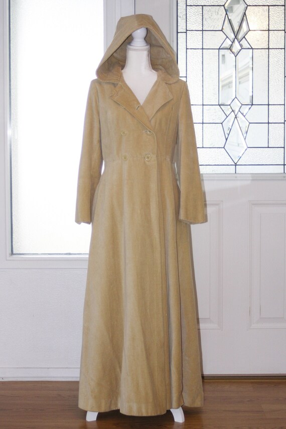 Velvet, Floor-Length, Hooded, Boho Overcoat