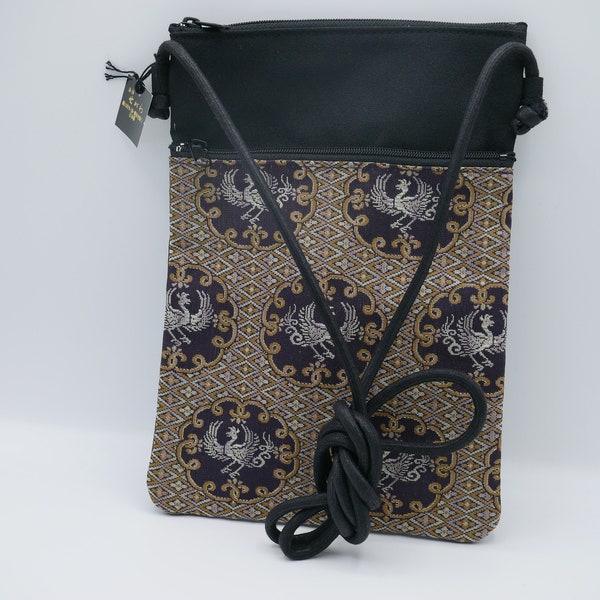 Pochette "Nishijin-ori" in black with phoenix pattern / Kimono Pochette / Japanese vintage bag / Pochette bag / pouch bag / Nishijin-ori