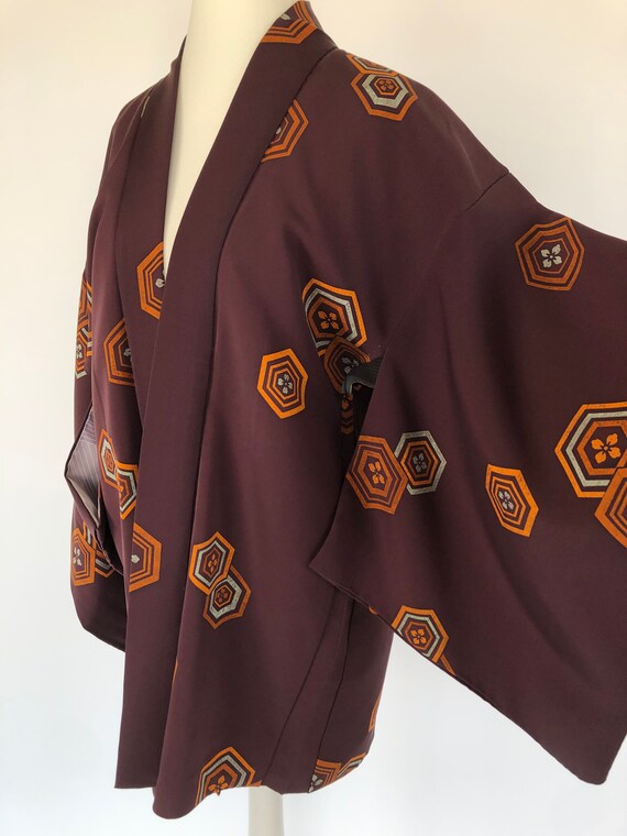 Vintage Haori in braun with geometric pattern / e… - image 7