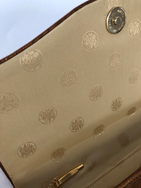 Beautiful Japanese silk bag in gold-braun . Vinta… - image 7