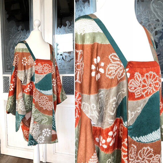Stunning colourful kimono coat "Michiyuki" in high