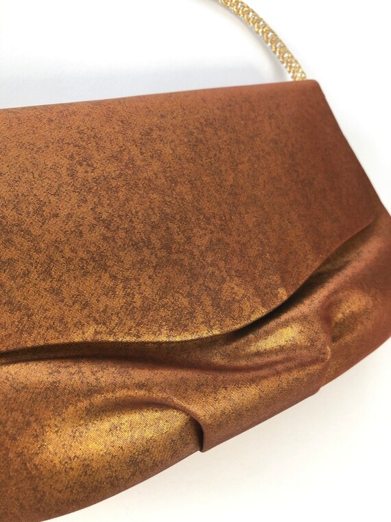 Beautiful Japanese silk bag in gold-braun . Vinta… - image 3