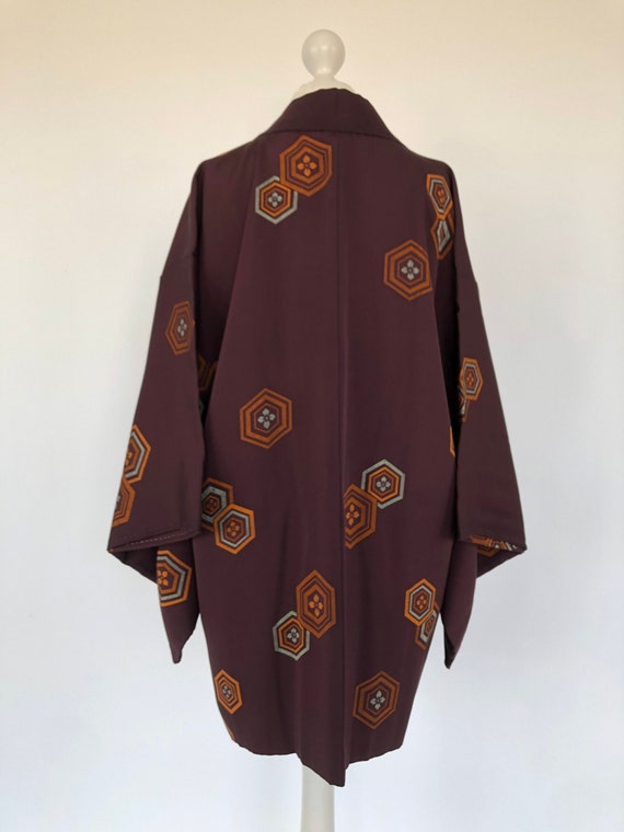 Vintage Haori in braun with geometric pattern / e… - image 6