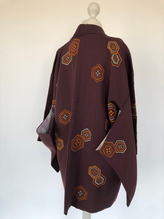 Vintage Haori in braun with geometric pattern / e… - image 5