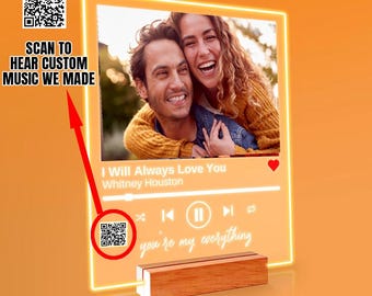 Personalize Acrylic Music Gift with Photo – Personalized Spotify Frame – Birthday, Couples, or Friendship Gift
